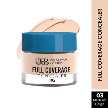 Beauty Berry Full Coverage Concealer, Easy to Blend, Ultra Lightweight & Long Lasting Concealer | Creamy Texture, Highly Pigmented, Waterproof Concealer for Face Makeup (MEDIUM BEIGE-03, 1)